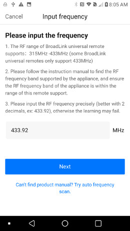 Broadlink app entry of blind motor RF receiver frequency-pix 20 Broadlink app entry of blind motor RF receiver frequency-pix 20