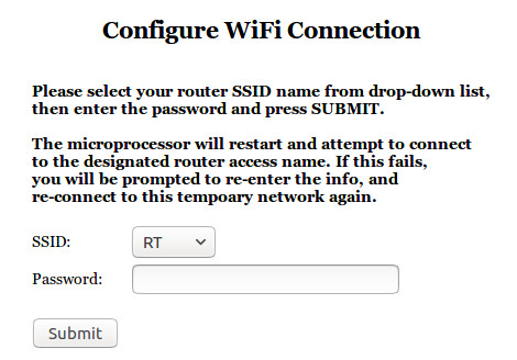 Micropython ESP 32 WiFi settings screen in AP mode