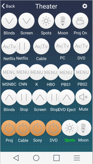 home theater RF-IR blaster phone app does blackout blinds and projector screen home theater RF-IR blaster phone app does blackout blinds and projector screen