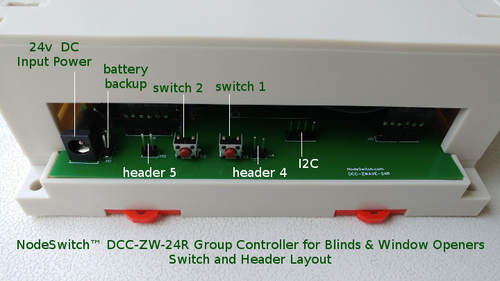 test switches for Z-Wave operation and header connections test switches for Z-Wave operation and header connections